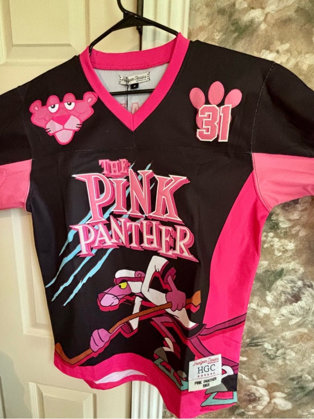 Pink Panther Graphic Hockey Jersey - Pink & Black